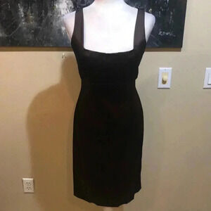 Brown Sleeveless Dress with Square Pleated Neckline